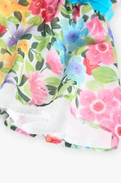 Abito in chiffon per bambina con stampa di fiori
