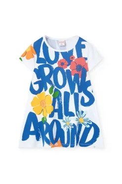 Abito in maglia elasticizzata per bambina di colore bianco