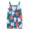 Abito in maglia per bambina con stampa di fragole in blu.