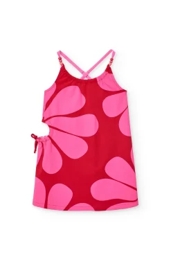 Abito in maglia per bambina di colore granato