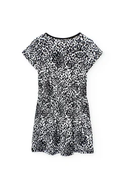 Abito in maglia per bambina con stampa in bianco e nero.