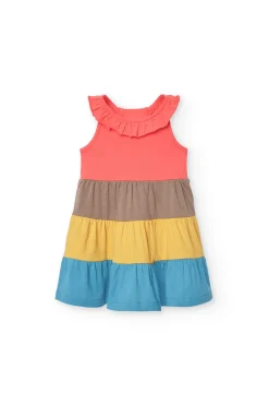 Abito in maglia per neonata in rosso con volant