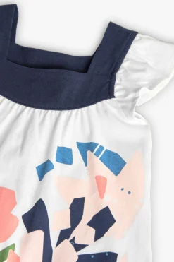 Abito in maglia per neonata di colore bianco con motivo floreale