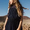 Abito in tulle plissettato per bambina in colore blu marino