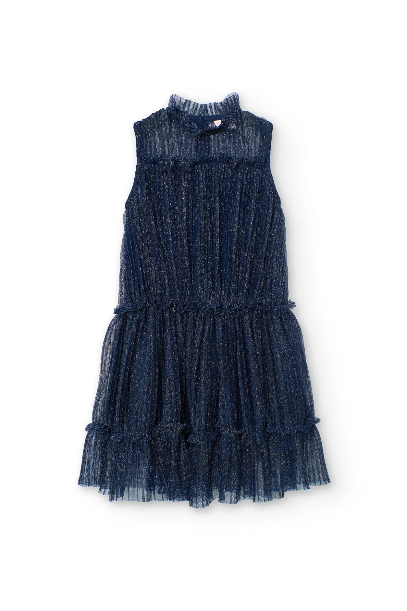 Abito in tulle plissettato per bambina in colore blu marino