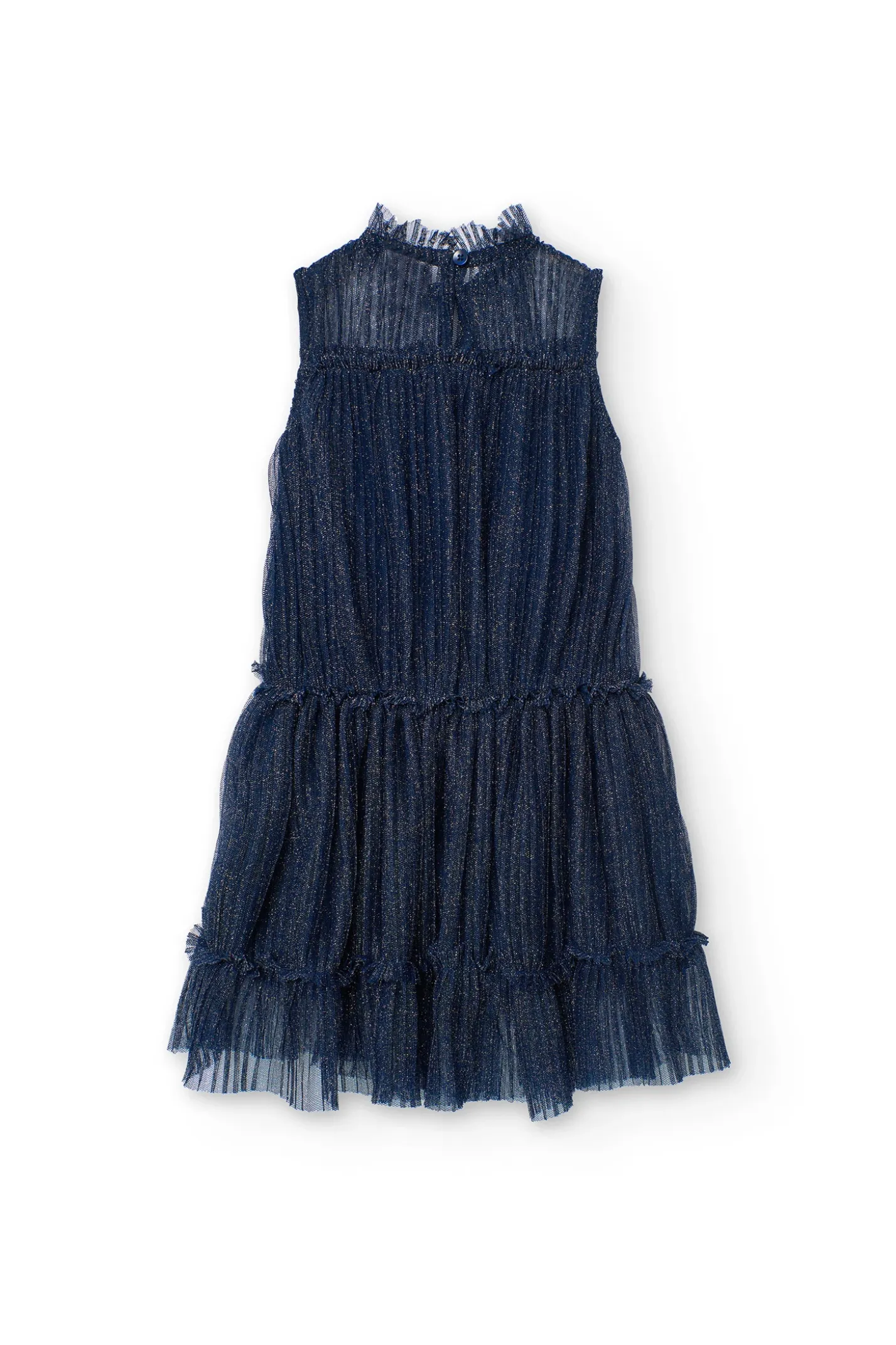 Abito in tulle plissettato per bambina in colore blu marino