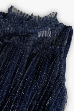 Abito in tulle plissettato per bambina in colore blu marino