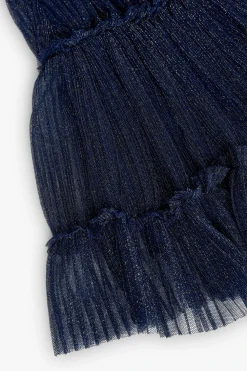 Abito in tulle plissettato per bambina in colore blu marino