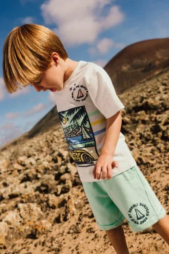 Bermuda a maglia per bambino in colore verde