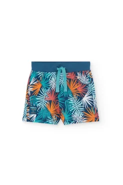 Bermuda a maglia per neonato con stampa tropicale