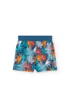 Bermuda a maglia per neonato con stampa tropicale