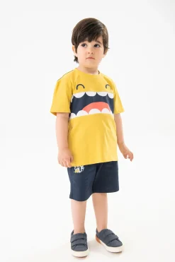 Bermuda basic in maglia per neonato in blu marino