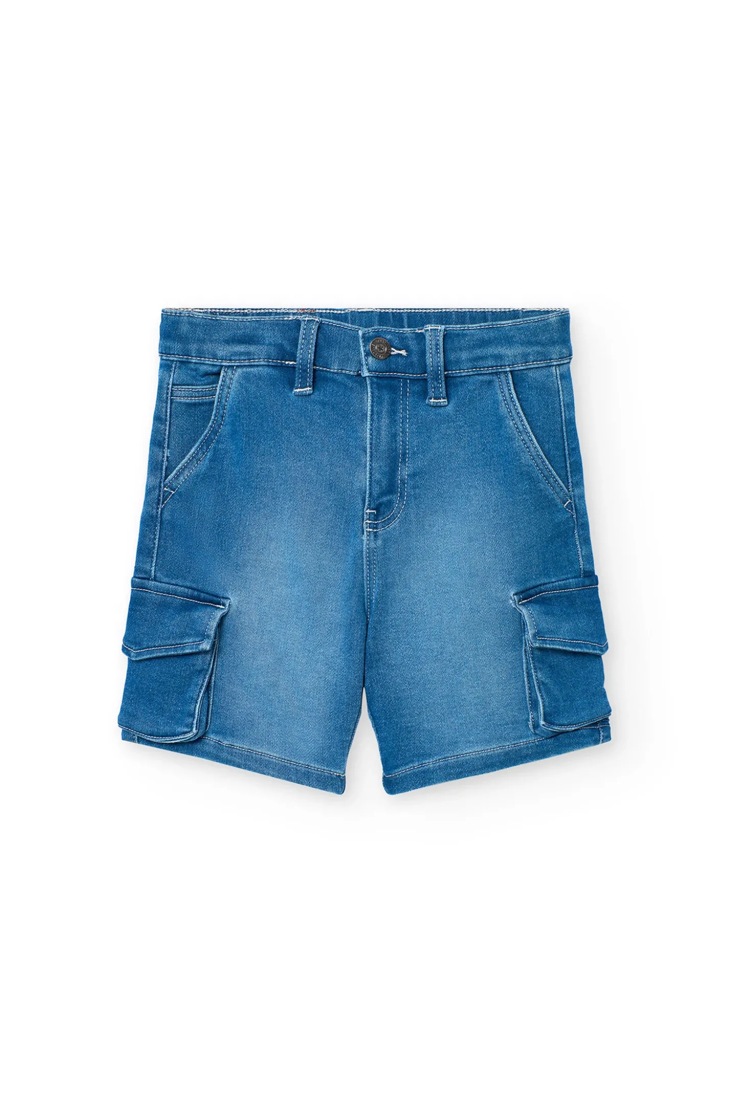 Bermuda cargo in denim per bambino di colore blu