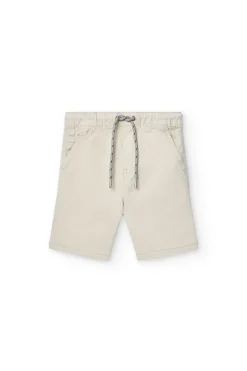 Bermuda di gabardina elasticizzata per bambino di colore beige