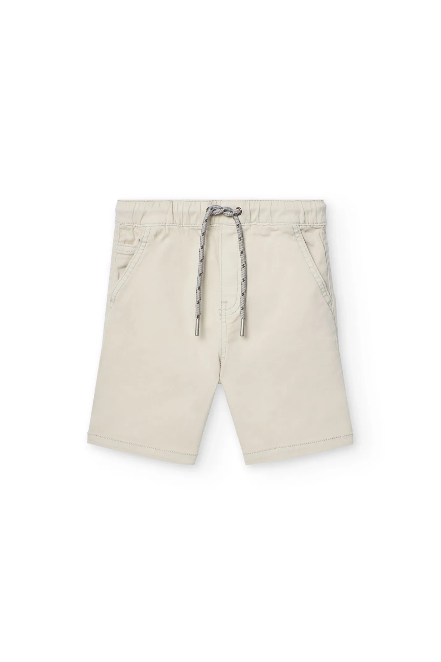 Bermuda di gabardina elasticizzata per bambino di colore beige
