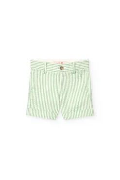 Bermuda di lino per bambino a righe verdi