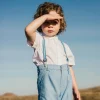 Bermuda di lino per neonato in colore azzurro cielo
