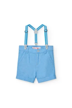 Bermuda di lino per neonato in colore azzurro cielo
