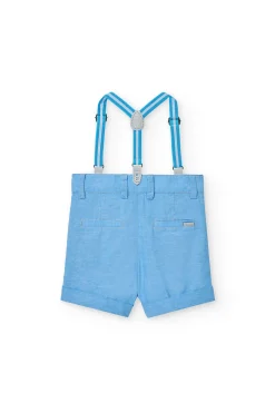 Bermuda di lino per neonato in colore azzurro cielo