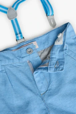Bermuda di lino per neonato in colore azzurro cielo