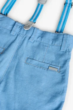Bermuda di lino per neonato in colore azzurro cielo