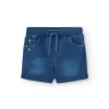 Bermuda felpa denim para bebé niño en azul