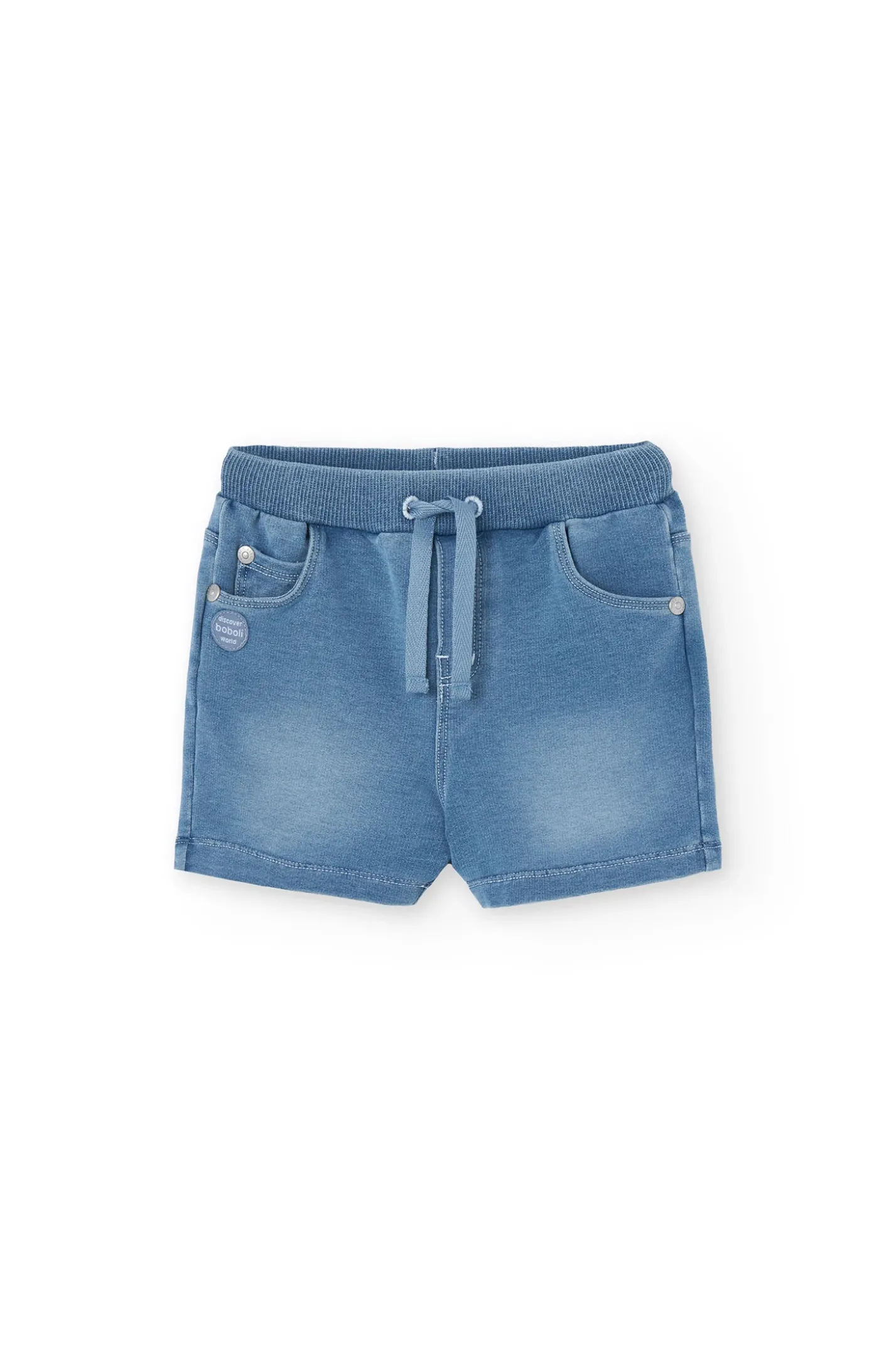 Bermuda felpa denim para bebé niño en bleach