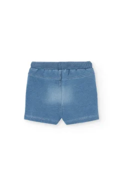Bermuda felpa denim para bebé niño en bleach