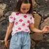 Bermuda in denim per bambina di colore blu.
