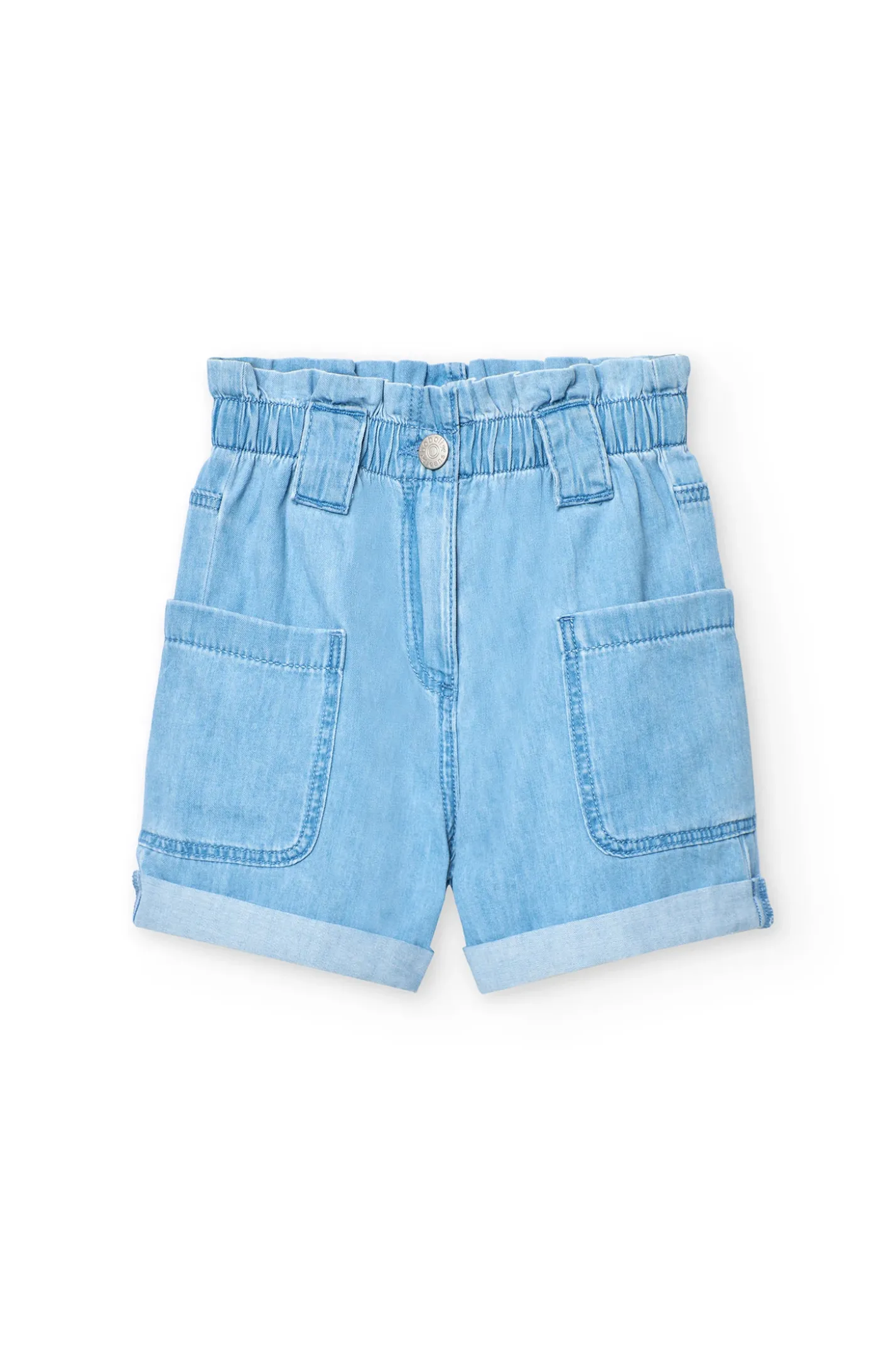 Bermuda in denim per bambina di colore blu.