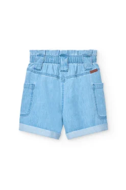 Bermuda in denim per bambina di colore blu.
