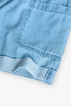 Bermuda in denim per bambina di colore blu.