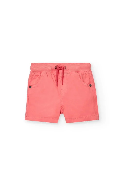 Bermuda in gabardina elasticizzata per neonato in rosso