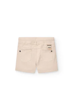Bermuda in gabardina elasticizzata per neonato di colore beige