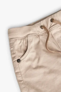 Bermuda in gabardina elasticizzata per neonato di colore beige