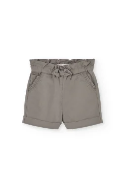 Bermuda in gabardina per bambina in colore marrone