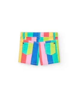 Bermuda in gabardina per neonata con stampa colorata