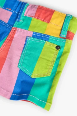 Bermuda in gabardina per neonata con stampa colorata