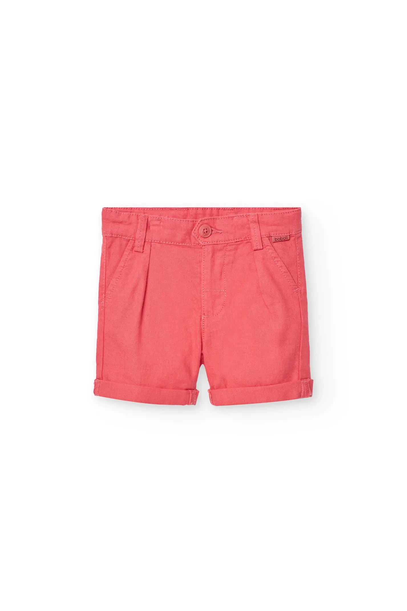 Bermuda in lino per neonato di colore rosso