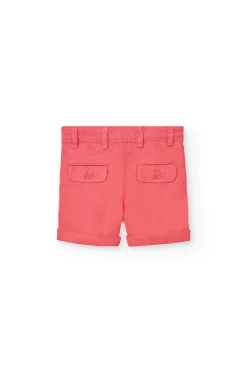 Bermuda in lino per neonato di colore rosso