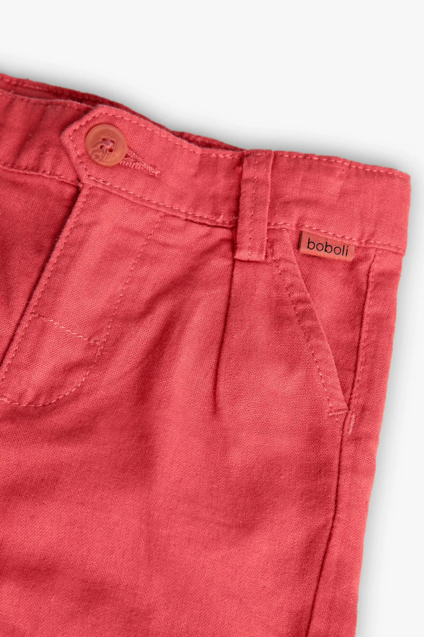 Bermuda in lino per neonato di colore rosso