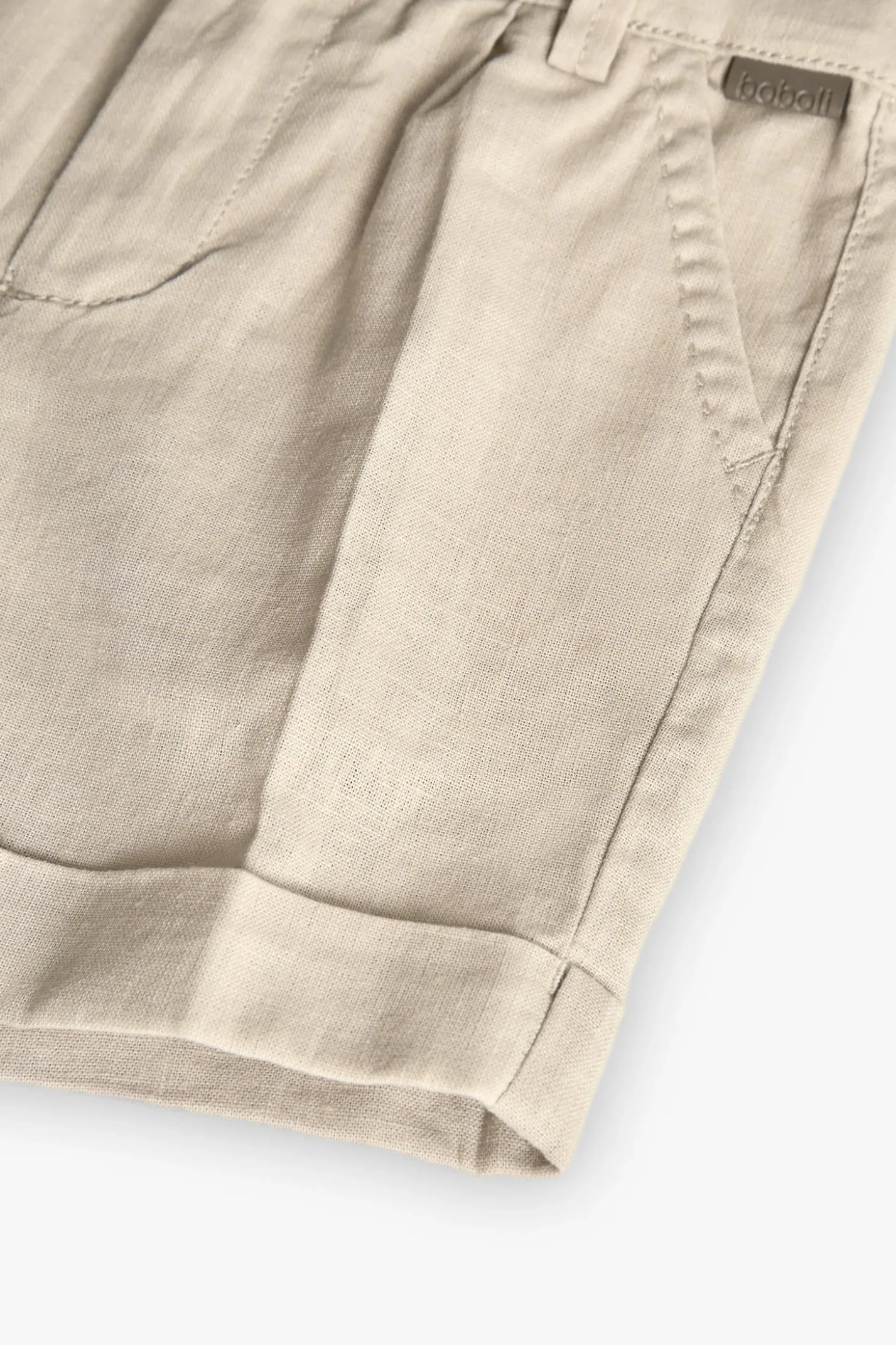 Bermuda in lino per neonato di colore beige