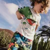Bermuda in maglia per bambino con stampa di animali