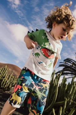 Bermuda in maglia per bambino con stampa di animali