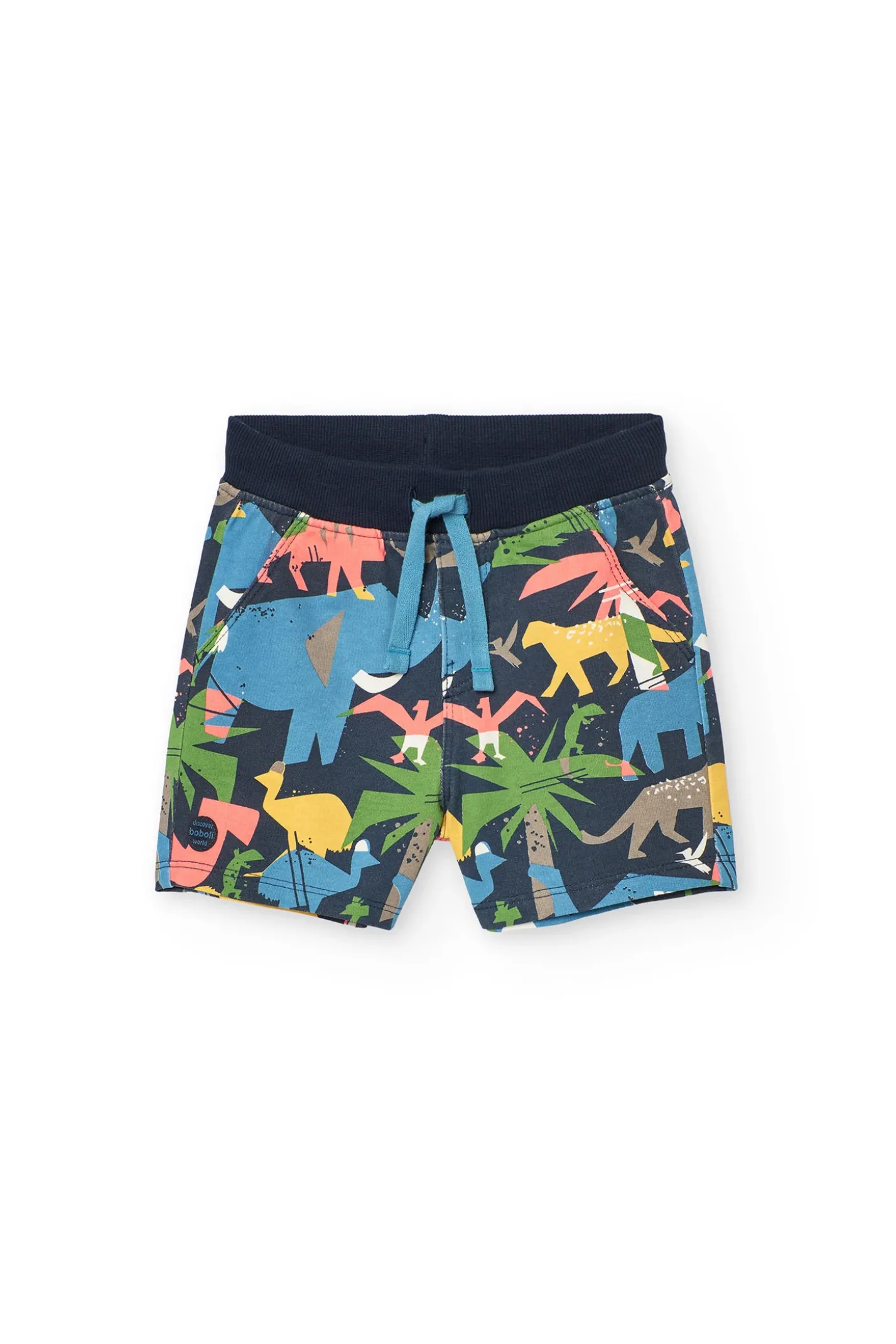 Bermuda in maglia per bambino con stampa di animali