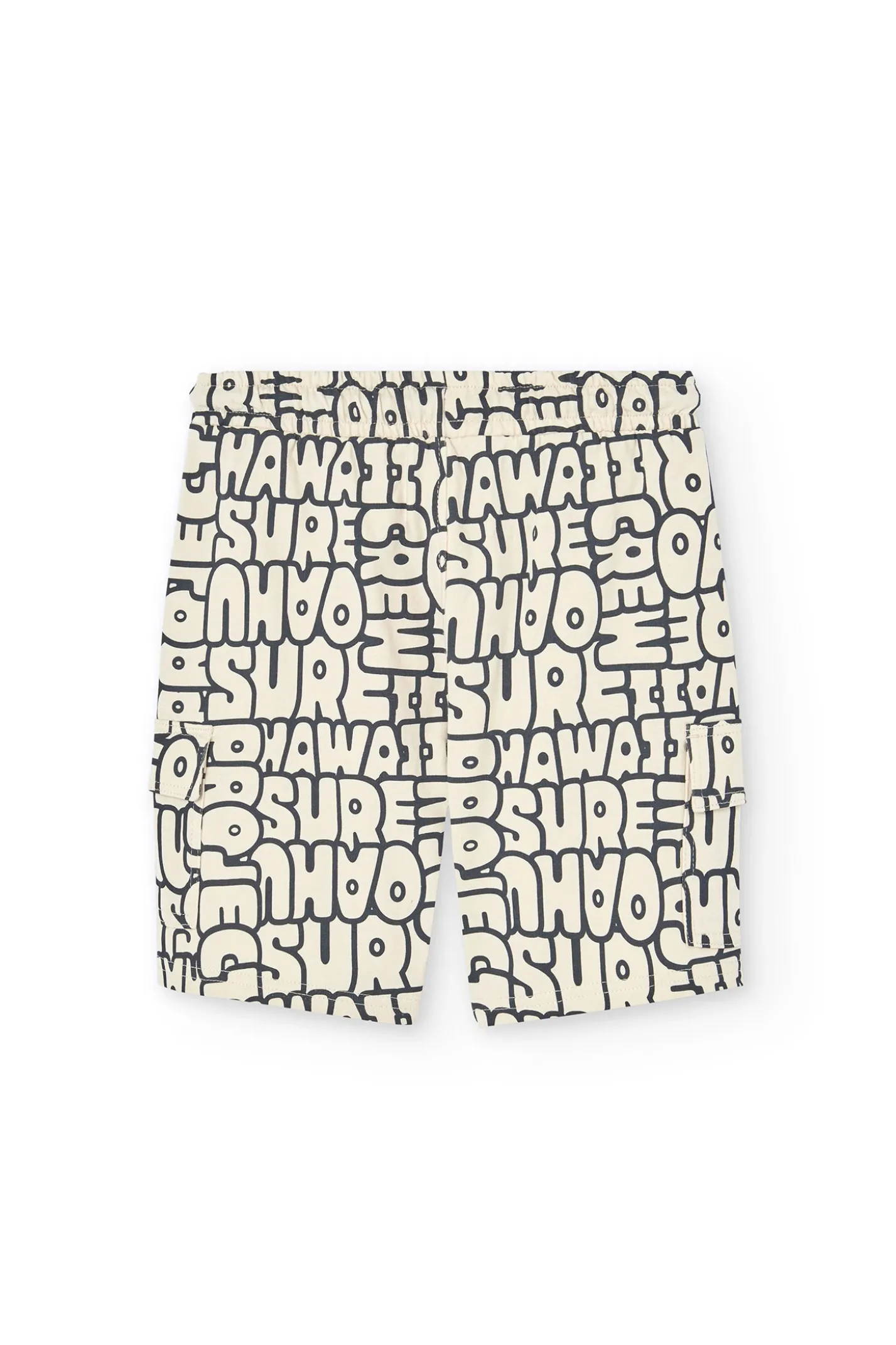 Bermuda in maglia per bambino con stampa in colore crema