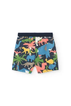 Bermuda in maglia per bambino con stampa di animali