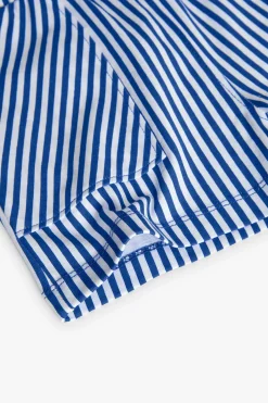 Bermuda in maglia per bambina con stampa a righe in blu e bianco
