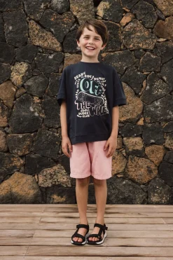 Bermuda in sarga per bambino in colore rosa