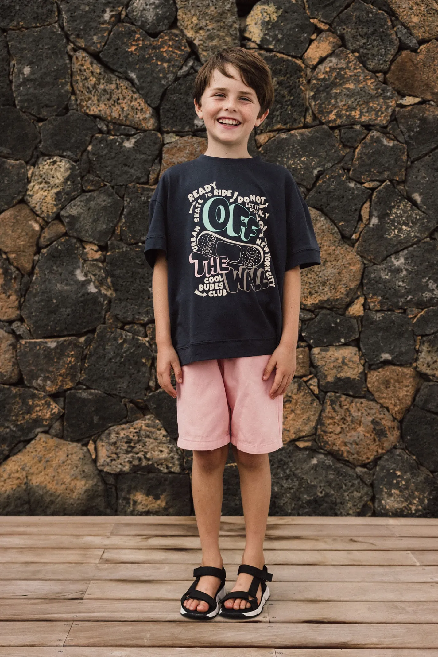 Bermuda in sarga per bambino in colore rosa